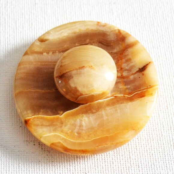 Round Marble Storage And Trinket Jar With Lid Home Decor Vanity Accessory - Picture 5 of 8